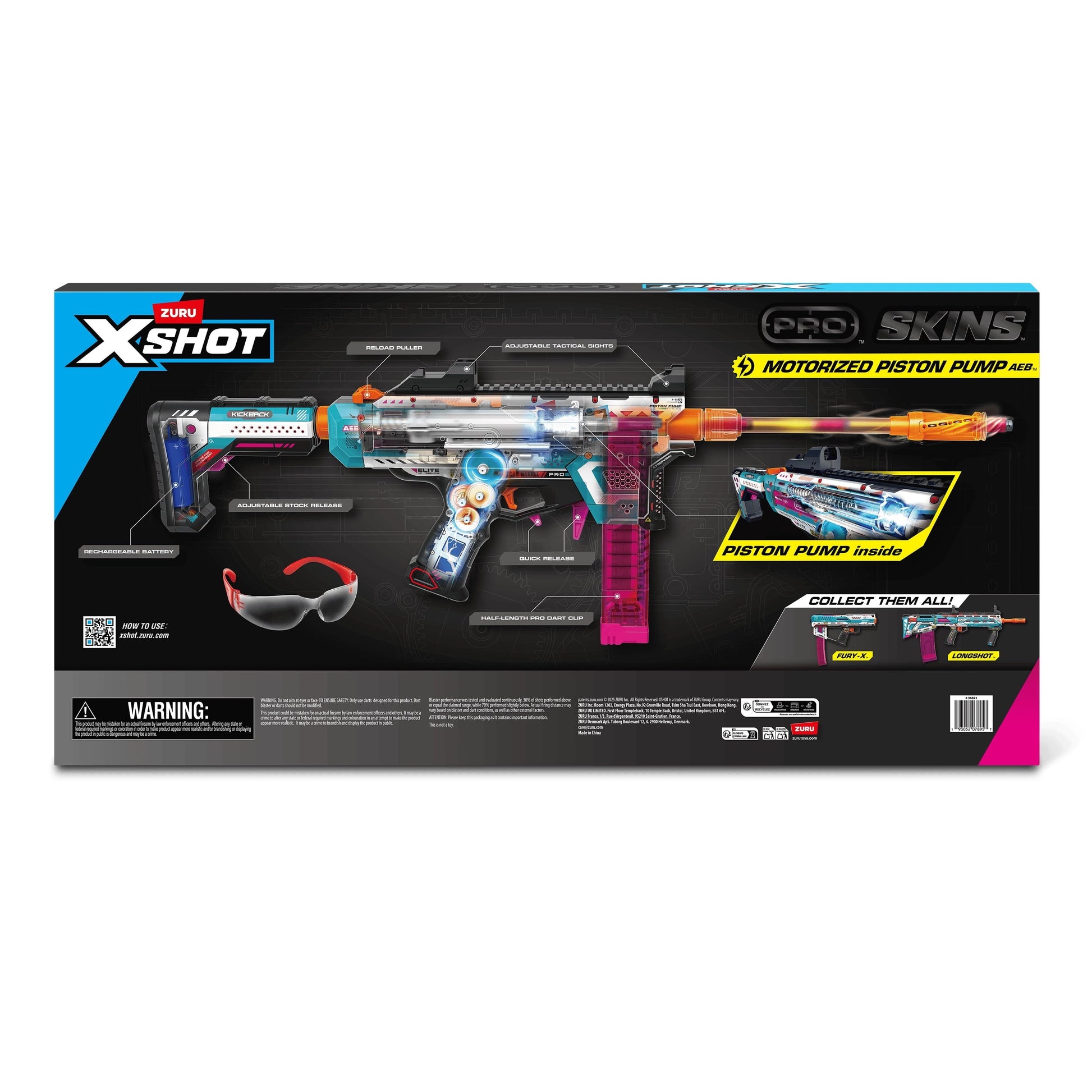 XSHOT Pro Motorized Piston Pump AEB (40 Darts) Motorized Outdoor Foam Blaster by ZURU for Ages 14+
