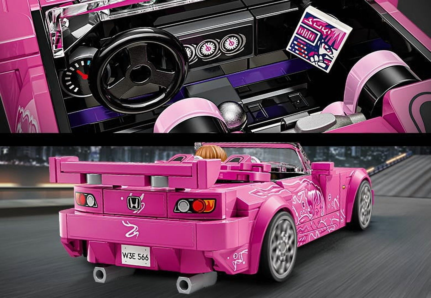 LEGO Speed Champions 2 Fast 2 Furious Honda S2000 Car Toy 77241 for Kids, Boys, and Girls, Ages 9+ - Birthday Gift Idea for Race Car and Movie Fans - Includes Suki Minifigure