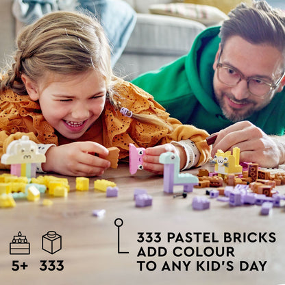 LEGO Classic Creative Pastel Fun Bricks Box 11028, Building Toys for Kids, Girls, Boys ages 5 Plus with Models; Ice Cream, Dinosaur, Cat \u0026 More, Creative Learning Gift