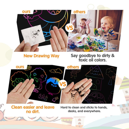 Kibhous Scratch Paper Art for Kids, Rainbow Magic Scratch Art Craft Kit, 107 Piece