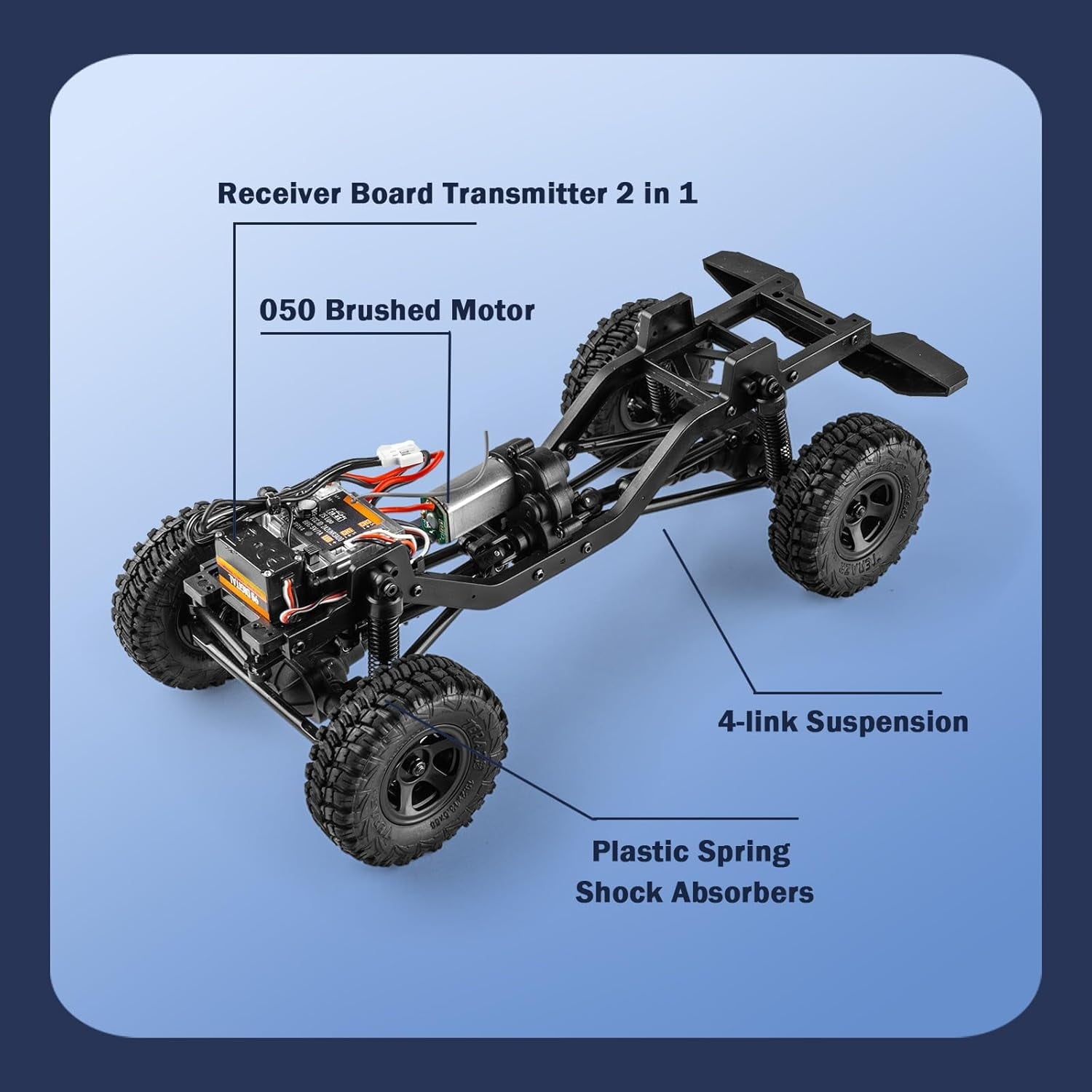 EAZYRC 1/18 RC Crawler Thunderstorm RTR Remote Control Truck, RC Truck 4x4 Waterproof Off-Road Bushed RC Truck Adult Rechargeable RC Crawler with Battery (Blue)