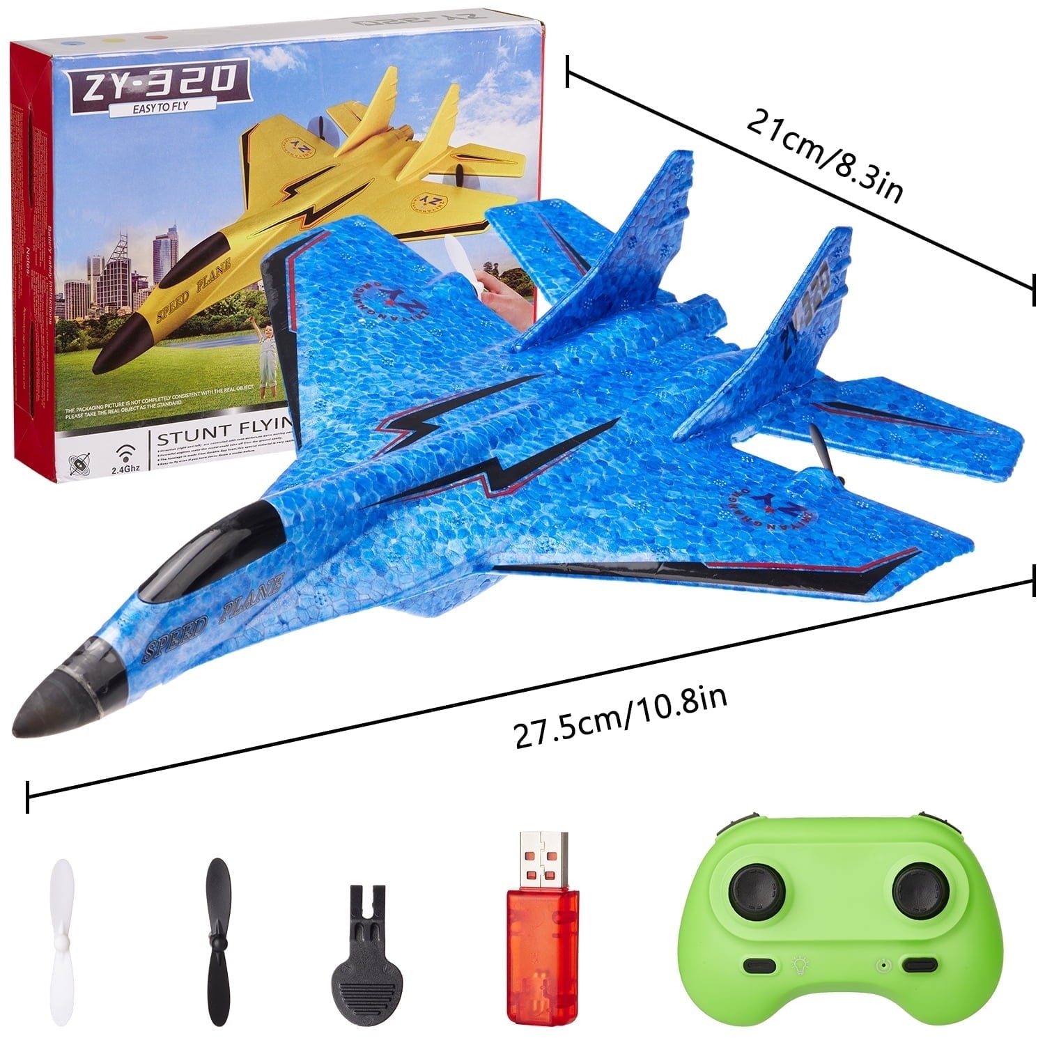 Petbank RC Airplane, 2 Channels Remote Control Glider Outdoor Plane Toys with Colorful LED Lights, Ready to Fly RC Plane Toy for Kids Adult Beginner
