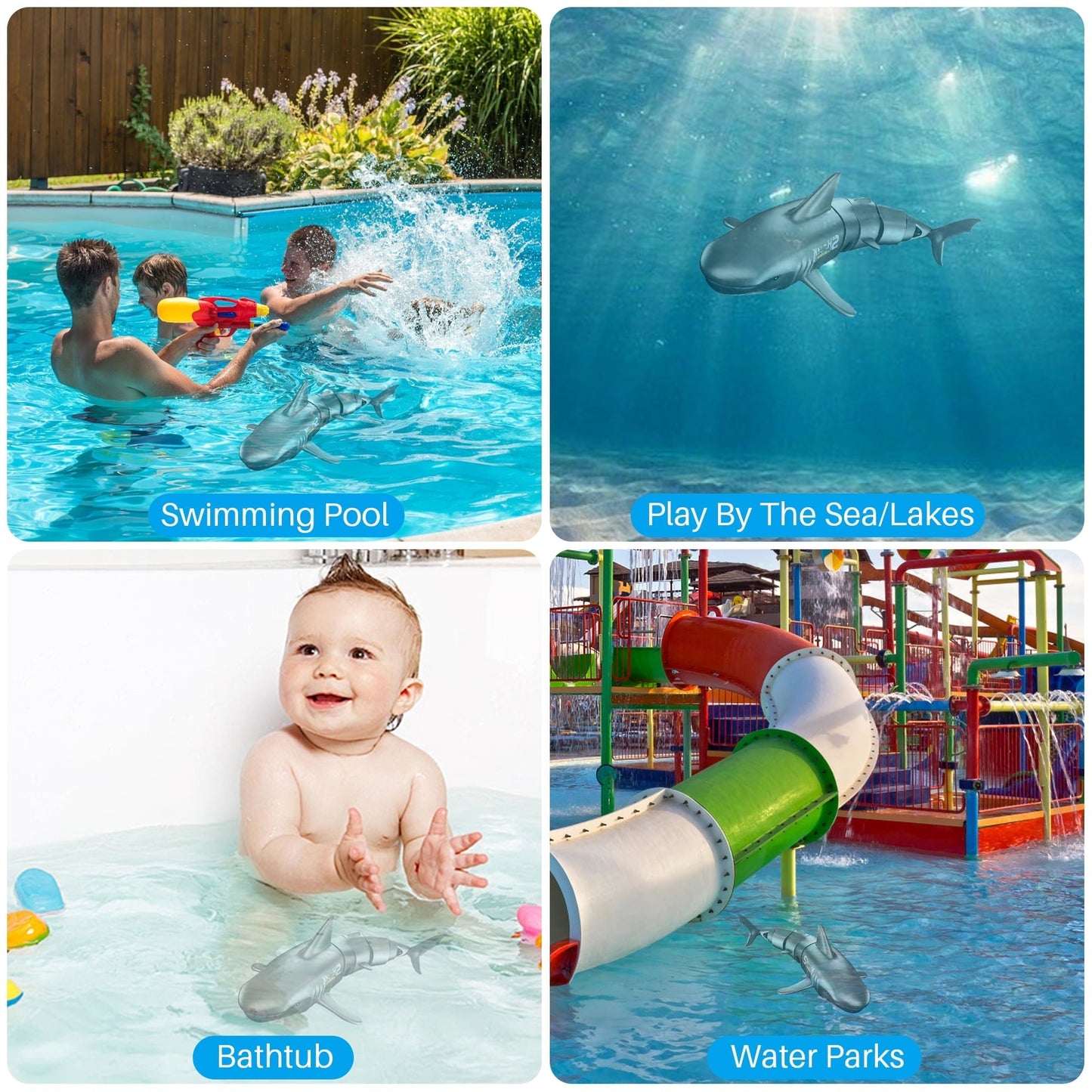 UUGEE Remote Control Shark Toys for Boys Girls, 2.4G Mimi RC Diving Shark Toy Boat Swimming Pool Toys Christmas Birthday Gifts for Kids Age 6+