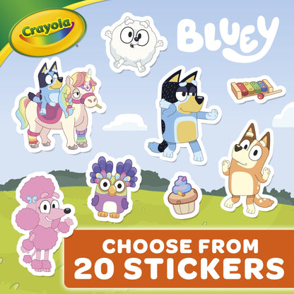 Crayola Bluey Coloring Book with Sticker Sheet, 96 Pgs, Arts and Crafts, Travel Activity, Bluey Gift for Toddlers, Ages 3+