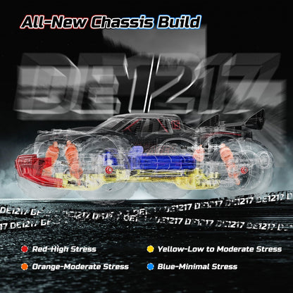 DEERC 1:14 Fast Brushless RC Car for Adults, Max 46+ mph Off-Road Truck, 2 * 3S Lipo 4WD Waterproof, 7 Lighting Modes High Speed Remote Control, All Terrain Truggy for Snow, Sand & Mud
