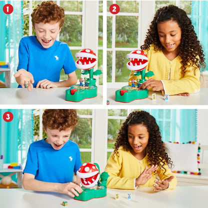 Epoch Games Super Mario Piranha Plant Escape! Tabletop Skill and Action Game with Collectible Super Mario Action Figures