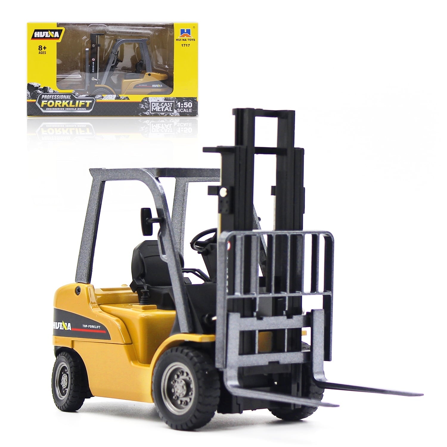 Die-cast Forklift Truck Toys, 1/50 Scale Metal Engineering Vehicle Fork Truck, High Detail Construction Vehicles Model Forklift Decoration Toy Gift for Kids