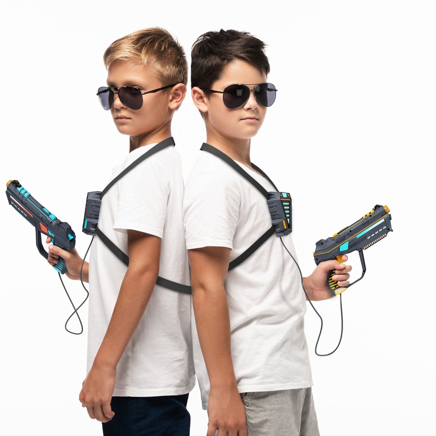 Hero Squad Rechargeable Laser Tag - 360 Sensors & LCDs - Set of 4 - Gift for Kids, Teens & Adults