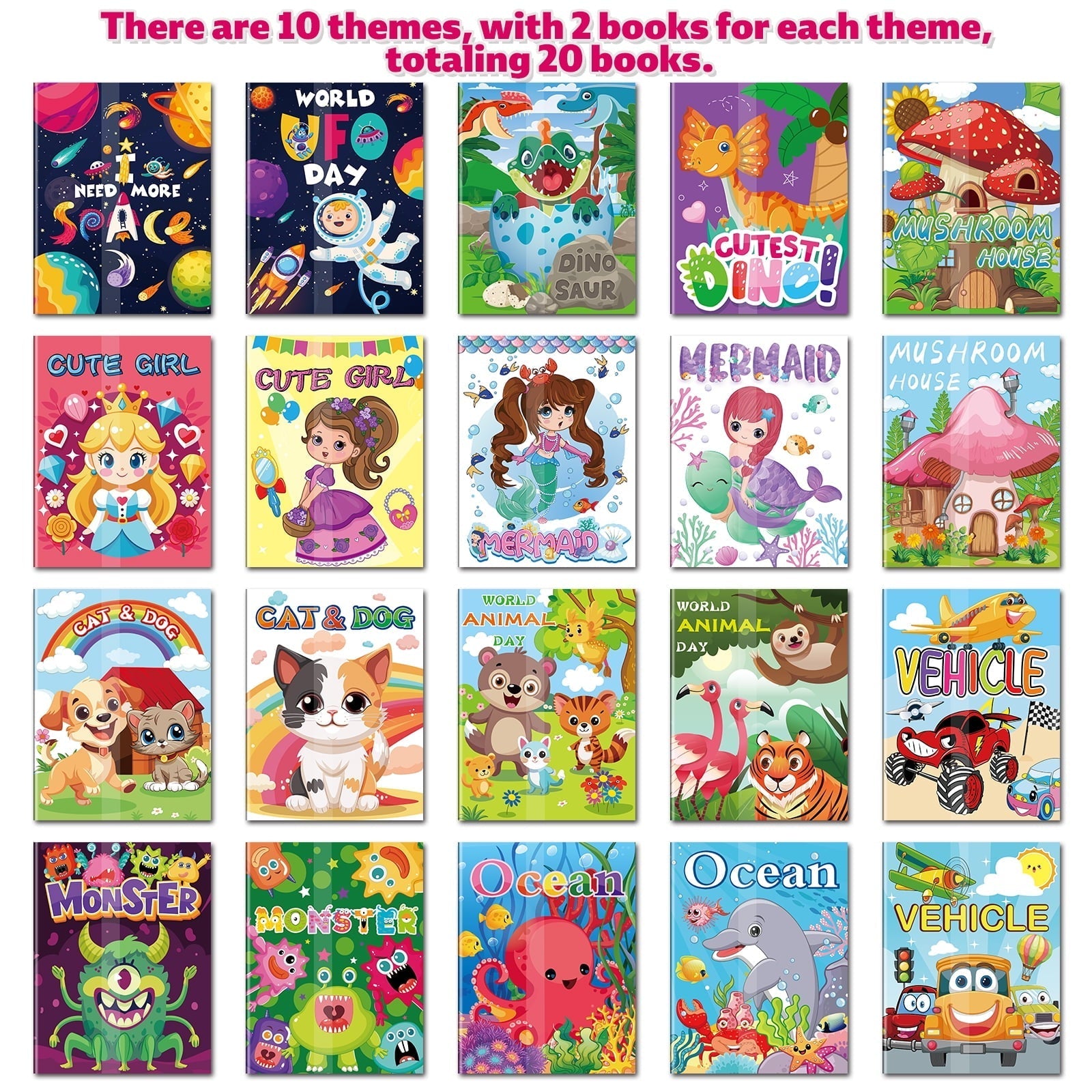 Elfew 20 Coloring Books for Kids Ages 2-4, 20 Crayons, Back-to-School Supplies