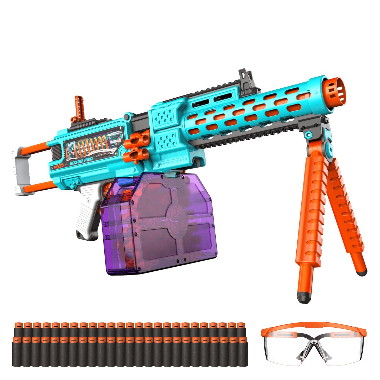 Adventure Force Tactical Strike Boxer Pro Ultimate Pro Flywheel Full-Auto Motorized Belt Blaster, Shoots Up to 150 FT, 55-Piece Pro Blaster Set up to 6 Rounds per Second, 14+