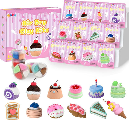 Nicella Air Dry Clay for Kids-12 Cake Modeling Clay , Molding Clay with Sculpting Tools & Tutorials, Ultra Light & Safe, DIY Arts and Crafts Gift for Girls Boys Ages 3+