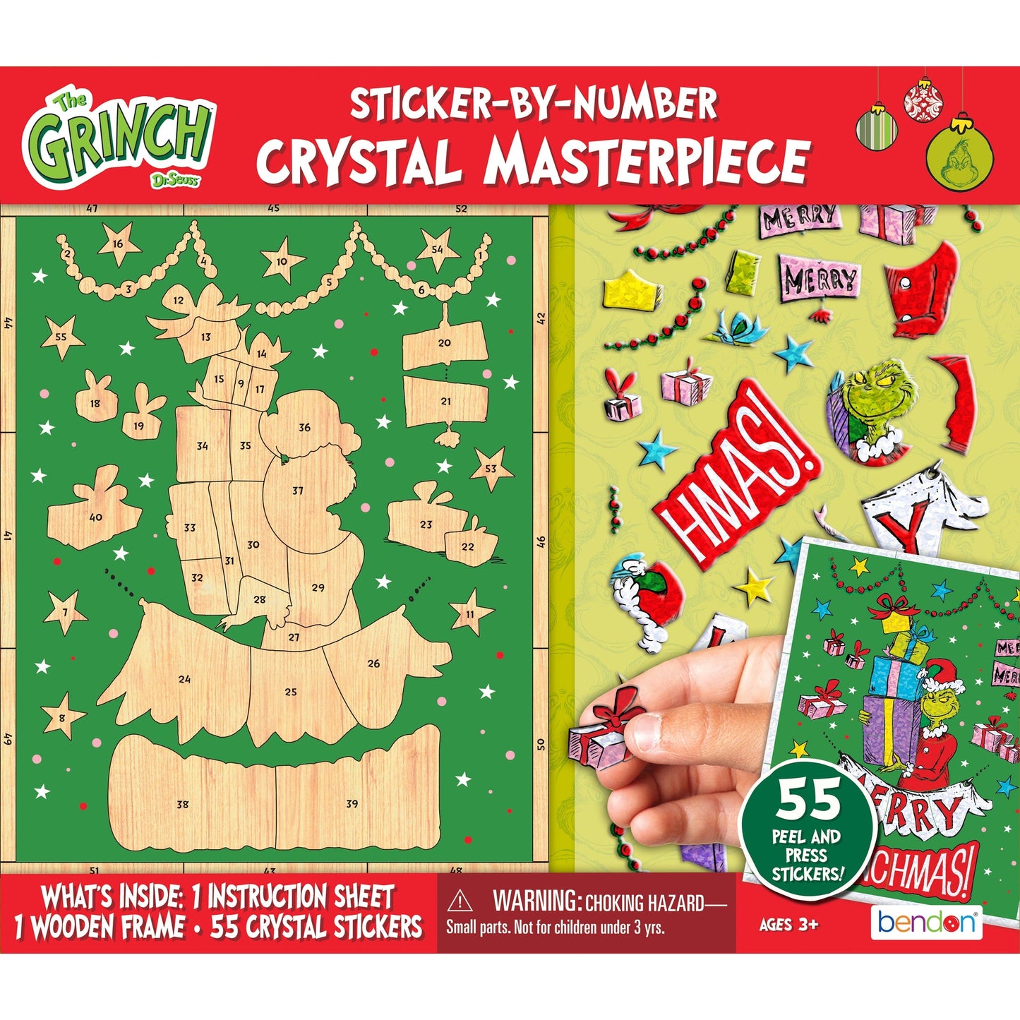 Dr. Seuss How The Grinch Stole Christmas Wooden Color By Number Crystal Sticker Set, by Bendon
