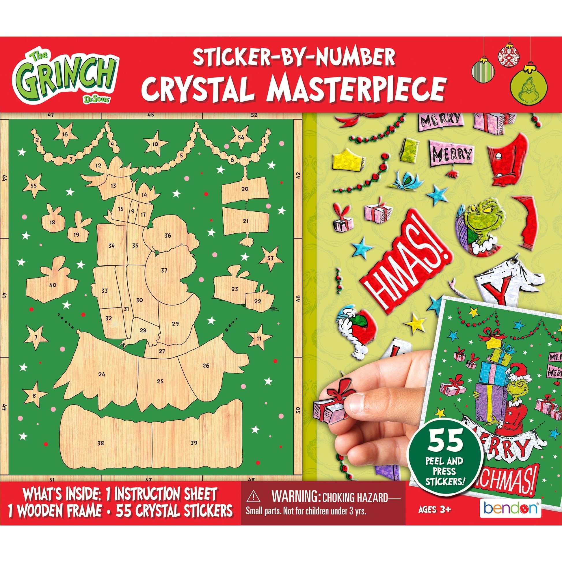 Dr. Seuss How The Grinch Stole Christmas Wooden Color By Number Crystal Sticker Set, by Bendon