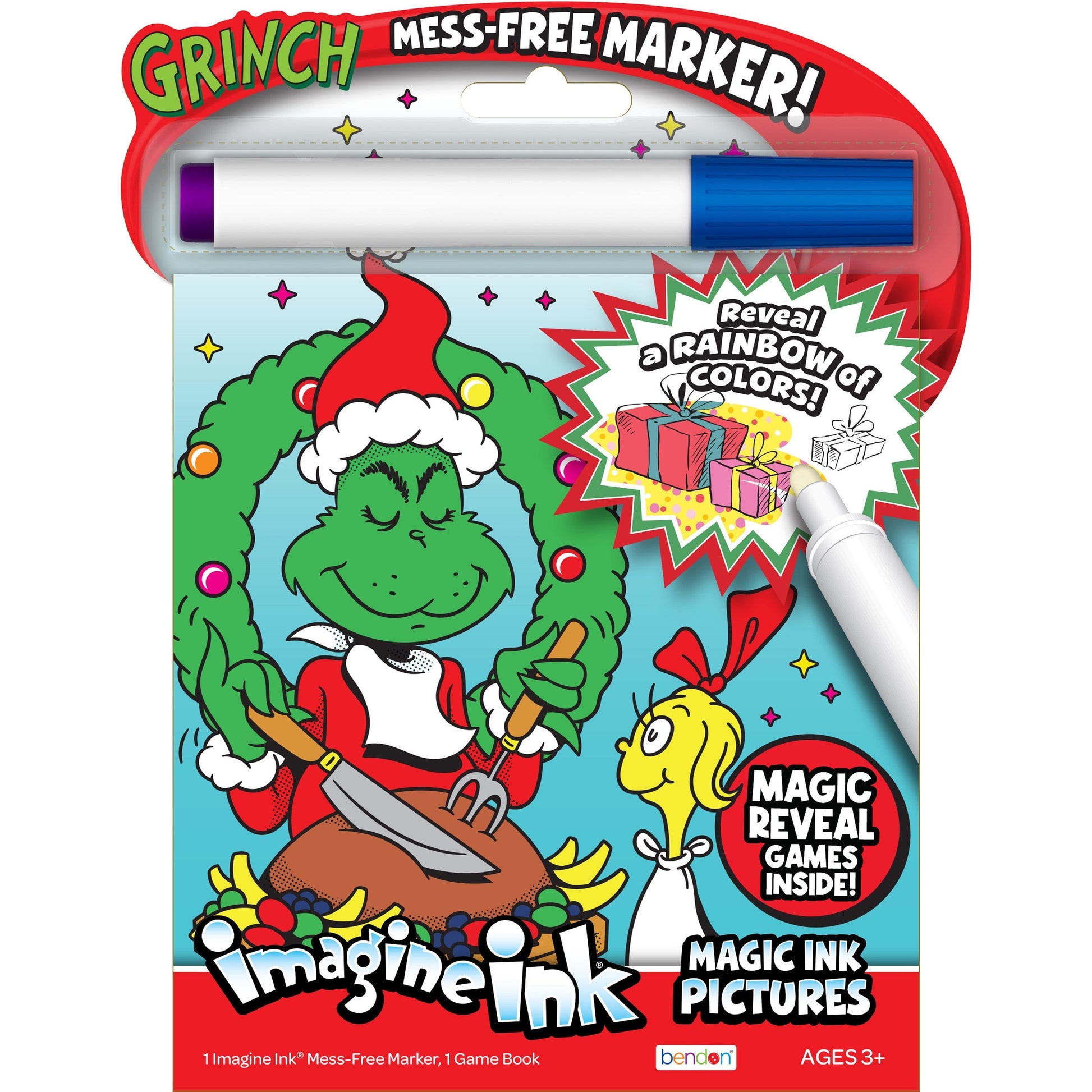 Dr. Seuss How The Grinch Stole Christmas 10-Page Imagine Ink Coloring Book, Paperback by Bendon for Children