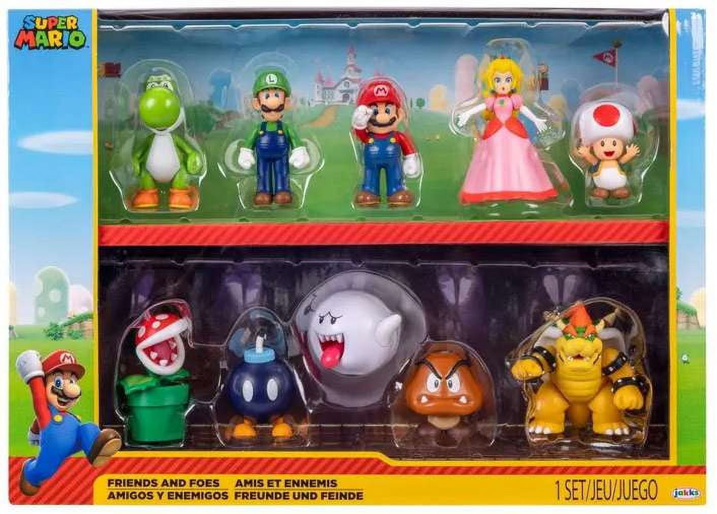Jakks Pacific Collectible Child Mario Action Figure, Multicolor, 1.19 lbs, 10 Pack