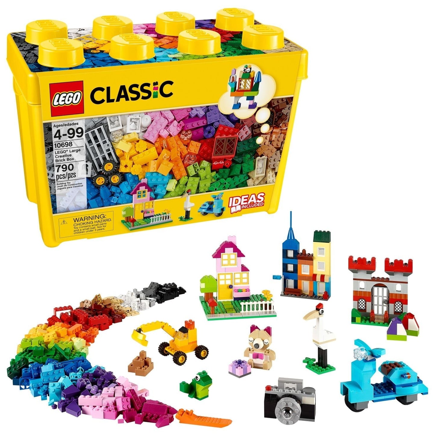 LEGO Classic Large Creative Brick Box, 790-Piece Set for Kids 4+, Toy Storage, 10698