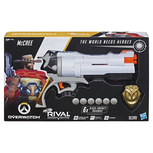 Nerf Rival Overwatch McCree Blaster with Die Cast Badge & 6 Rival Rounds