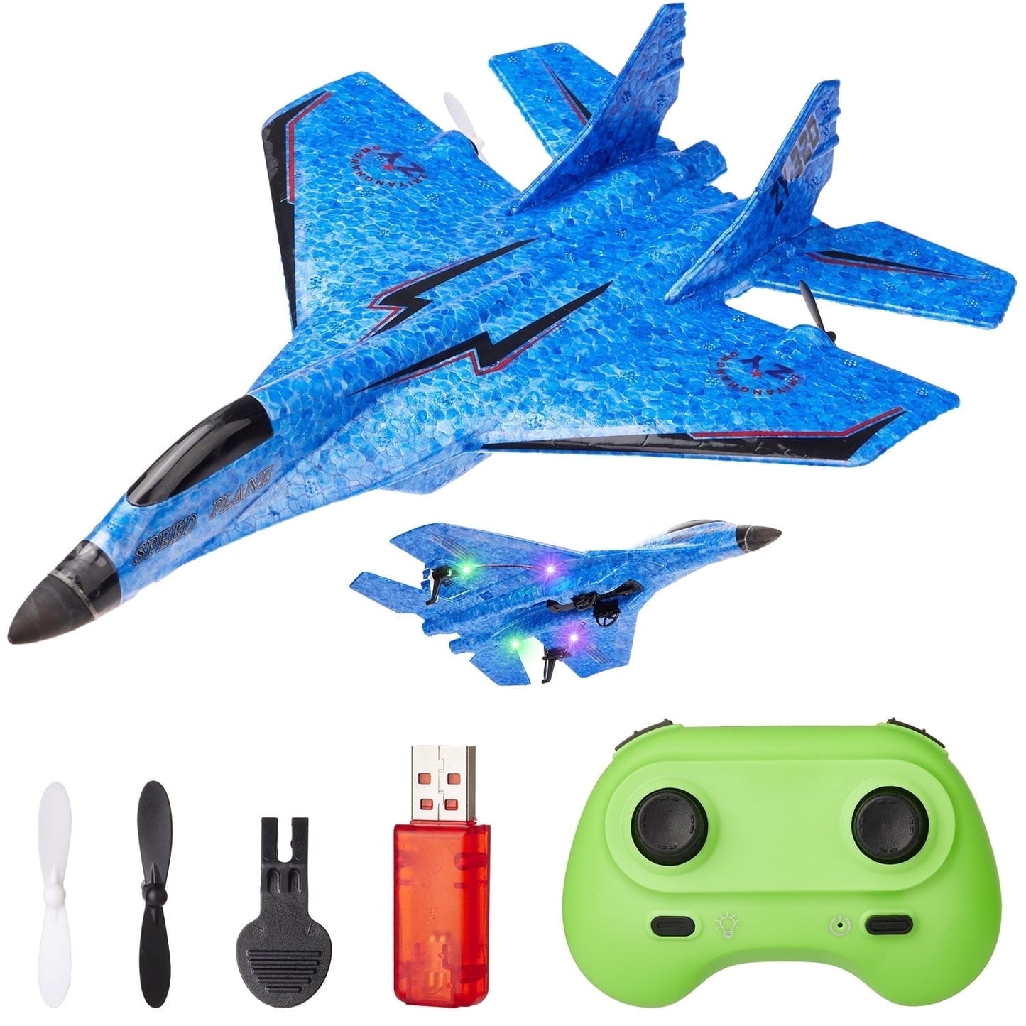 Petbank RC Airplane, 2 Channels Remote Control Glider Outdoor Plane Toys with Colorful LED Lights, Ready to Fly RC Plane Toy for Kids Adult Beginner
