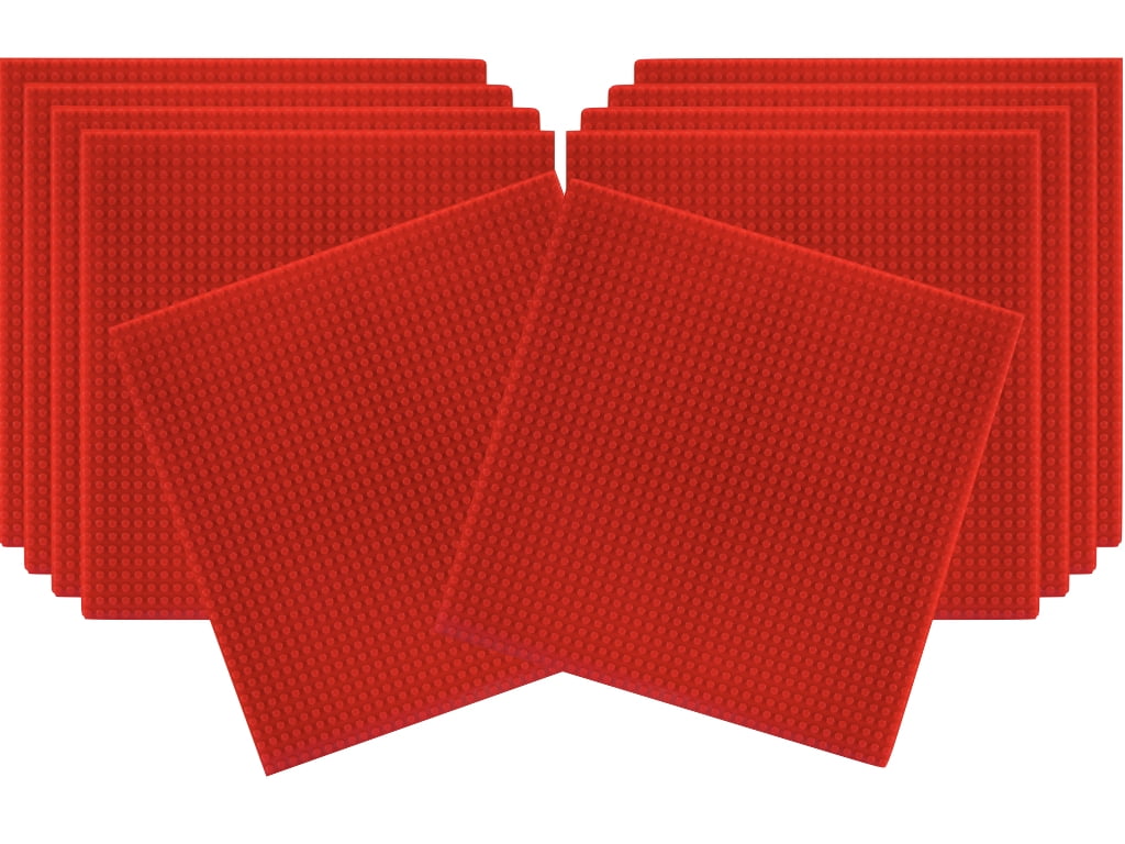 Slab Dream Lab 12"X12" Slab Lite Baseplate for All Major Building Bricks and Blocks (Flame Red, 10-Pack)