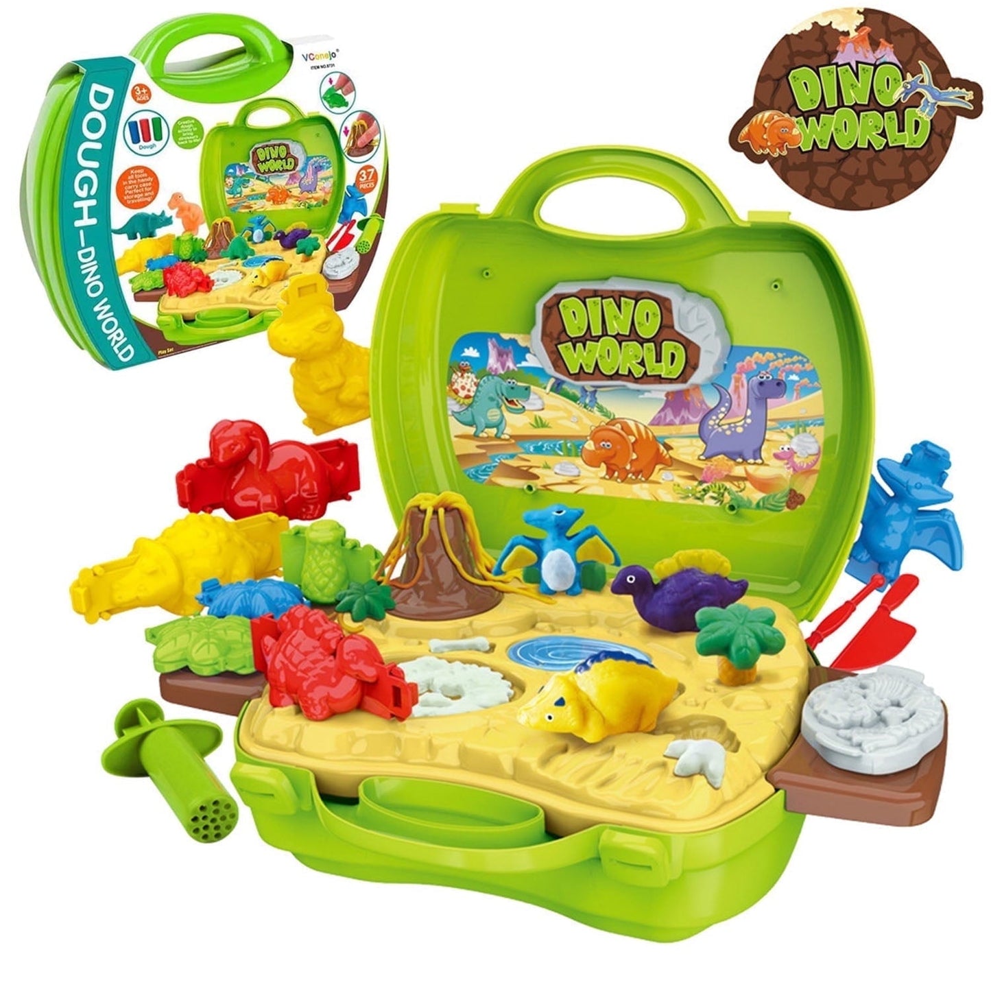 Sytle-Carry Play Dough Pack, 2 in 1 Dinosaur Color Dough Toys, Toys for Girls Boys 3-6 Years