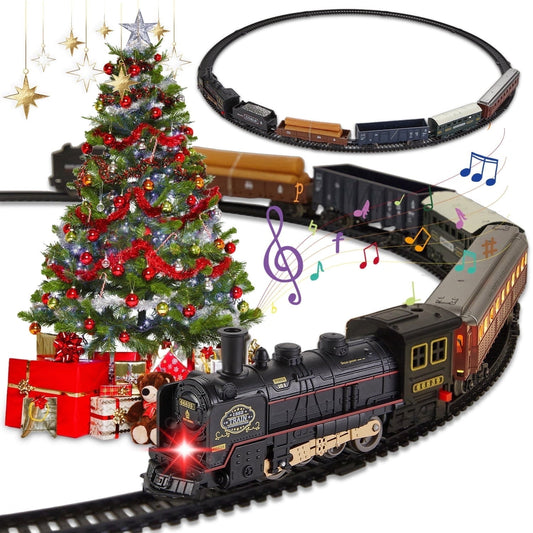 Petbank Train Set for Kids, Electric Train Toys with 5 Cars, Music &Lights , Christmas Train Tracks Toys Gifts for Boys Girls Ages 3+