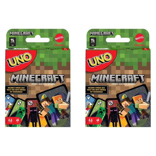 UNO Minecraft Card Game for Kids and Families, 2 to 10 Players, Ages 7 and Up (Pack of 2)