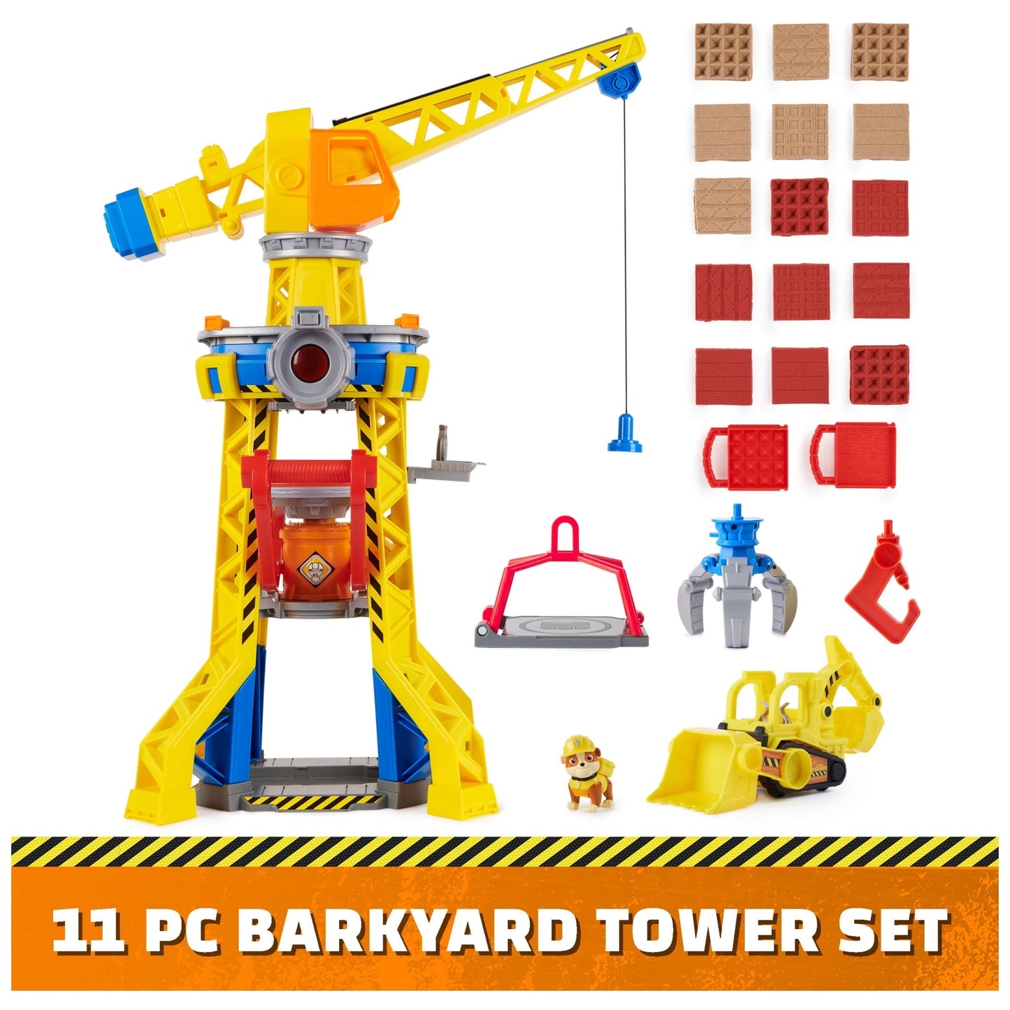 PAW Patrol, Rubble & Crew Bark Yard Crane Tower Playset with Action Figure and Vehicle, for Kids Age 3 and up
