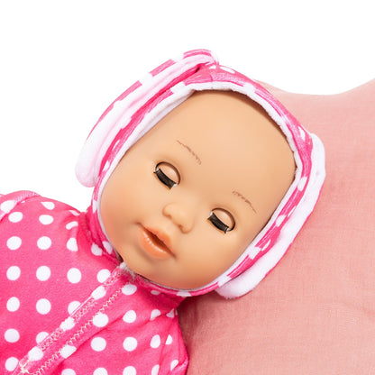 Anna First Words 15" Baby Doll in Bunny Pink & White Polka Dot Onesie