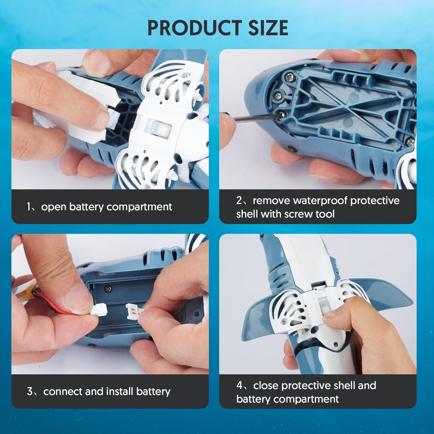 UUGEE Remote Control Shark Toys, 2.4G Mini RC Boat Toy for Boys Girls, Swimming Pool Toys RC Shark Christmas Birthday Gifts for Kids Age 6+