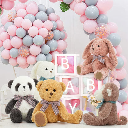 MaoGoLan 5-Packs 12.5" Soft Bulk Stuffed Animals Teddy Bear, Monkey, Panda, Rabbit (5 Packs, 5 Colors)