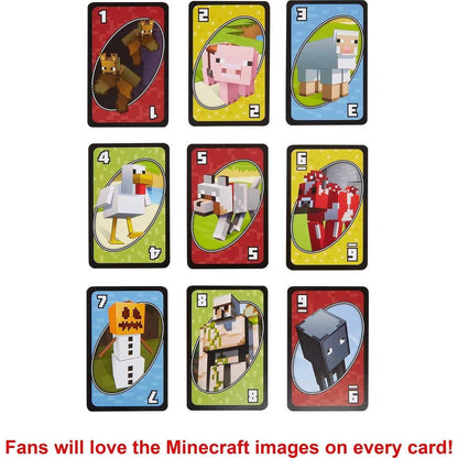 UNO Minecraft Card Game for Kids and Families, 2 to 10 Players, Ages 7 and Up (Pack of 2)