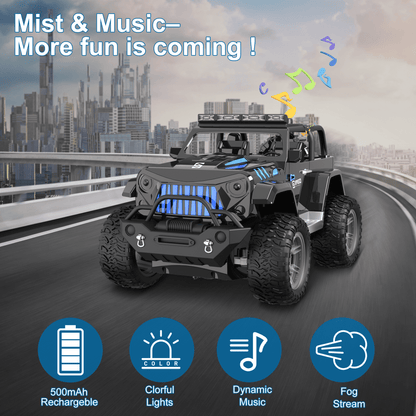 RC Car Toys for 8-12 Year Old Boys, UUGEE 2.4Ghz 1:16 RC Gesture Sensing Remote Control Stunt Cars with Spray Light Music, Christmas Birthday Gifts for Kids
