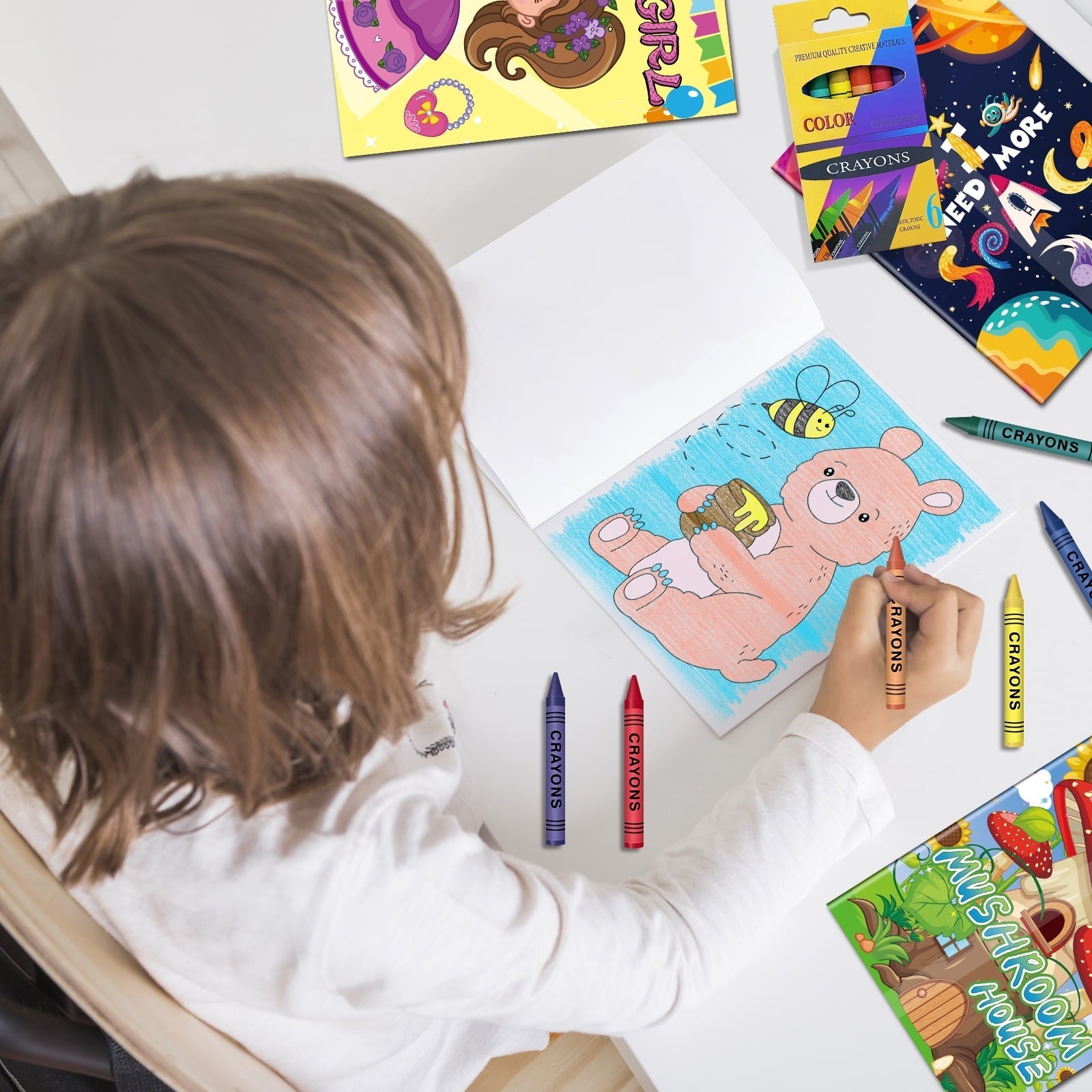 Elfew 20 Coloring Books for Kids Ages 2-4, 20 Crayons, Back-to-School Supplies