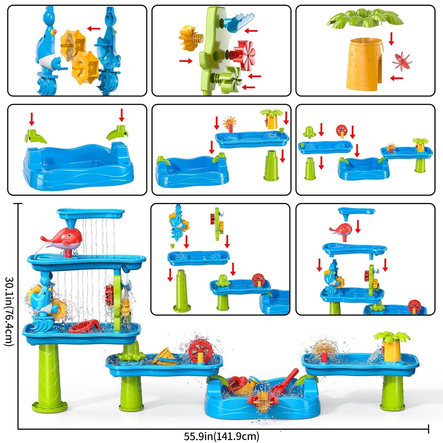 Dinosaur Planet Kids Sand Water Table, Sandbox Table Kids Activity Sensory Play Table Summer Outdoor Toys Boys Girls Gift