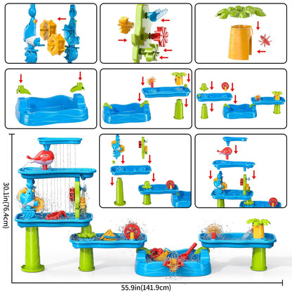 Dinosaur Planet Kids Sand Water Table, Sandbox Table Kids Activity Sensory Play Table Summer Outdoor Toys Boys Girls Gift