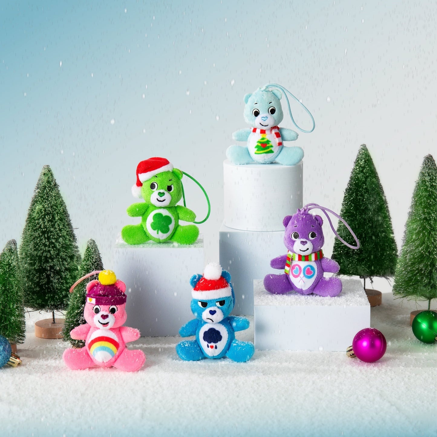 Micro Teenies Care Bears Holiday 5-Pack Treasure Box, Plush Figures Girls and Boys, Ages 3 Years+