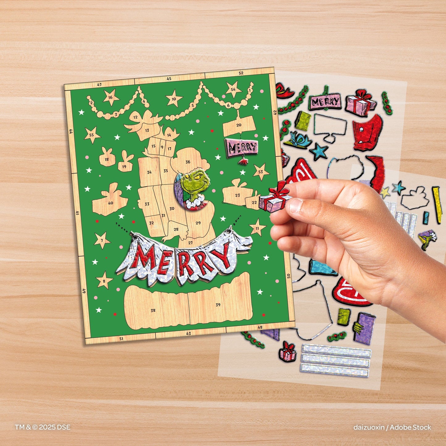 Dr. Seuss How The Grinch Stole Christmas Wooden Color By Number Crystal Sticker Set, by Bendon