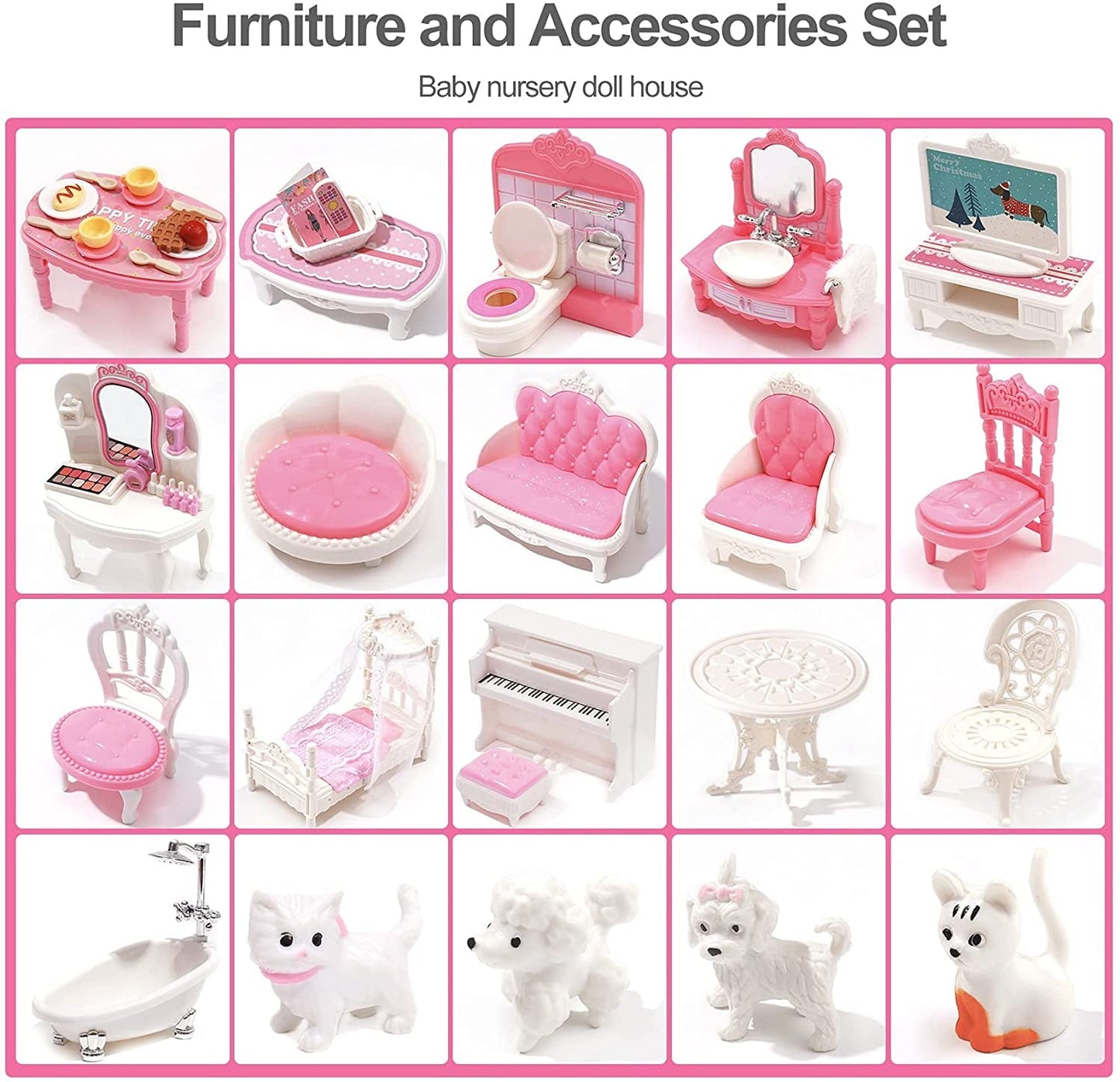 Robud Victoria Wooden Dollhouse for Kids Furniture Preschool Dollhouse House Toy for Toddlers Girls