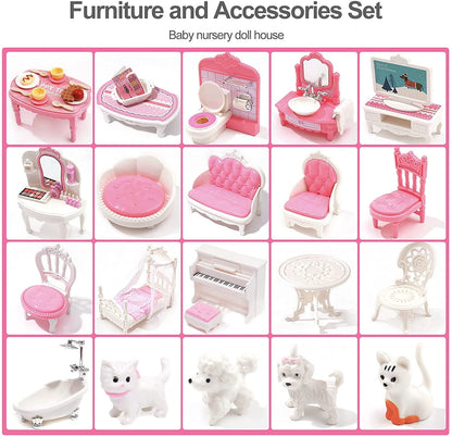 Robud Victoria Wooden Dollhouse for Kids Furniture Preschool Dollhouse House Toy for Toddlers Girls