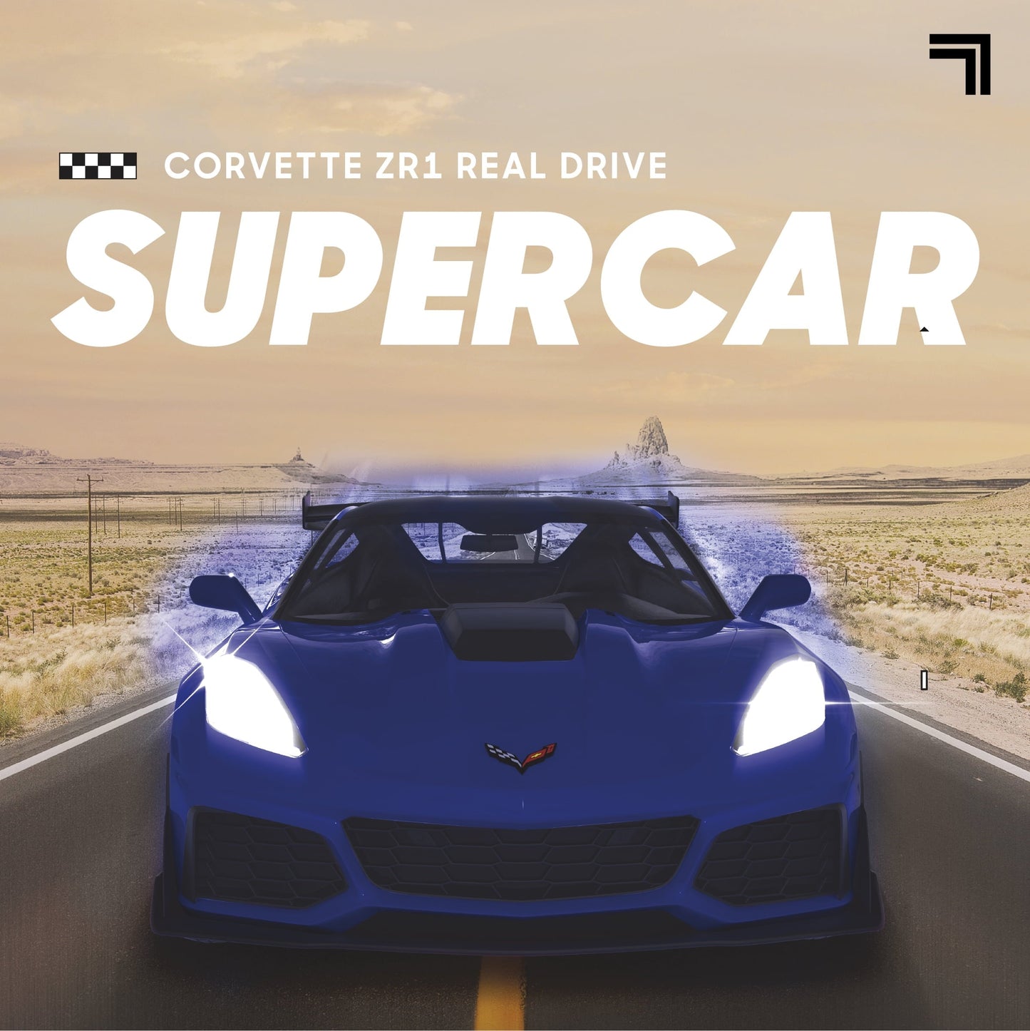 Sharper Image RC Chevrolet Corvette ZR1, 2.4 GHz Remote Control Sports Car with Gravity Sensor Steering, 1:16 Scale Model with LED Lights