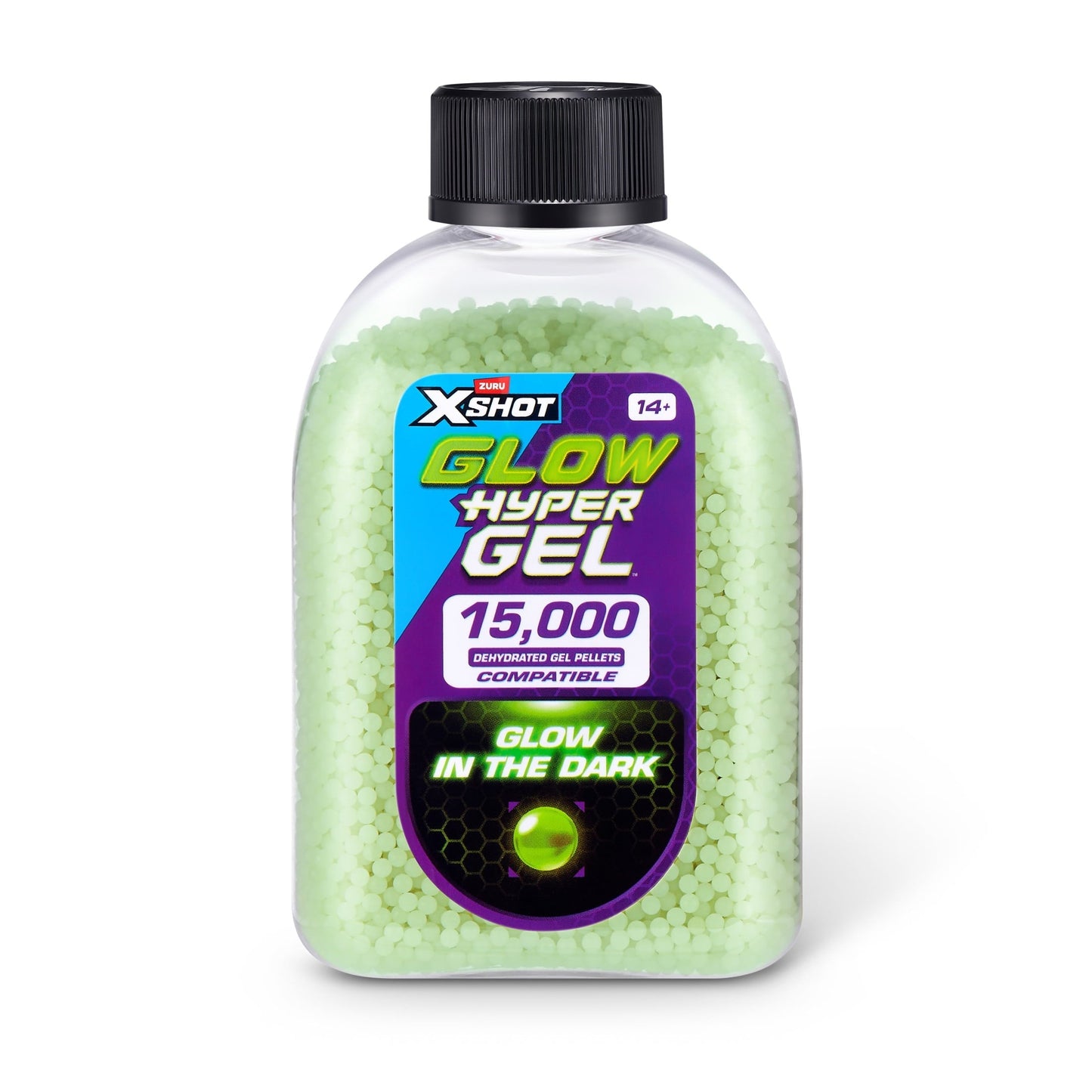 XSHOT Hyper Gel Glow In The Dark Gellet Refill Pack (15,000 gel pellets) by ZURU for Ages 14+