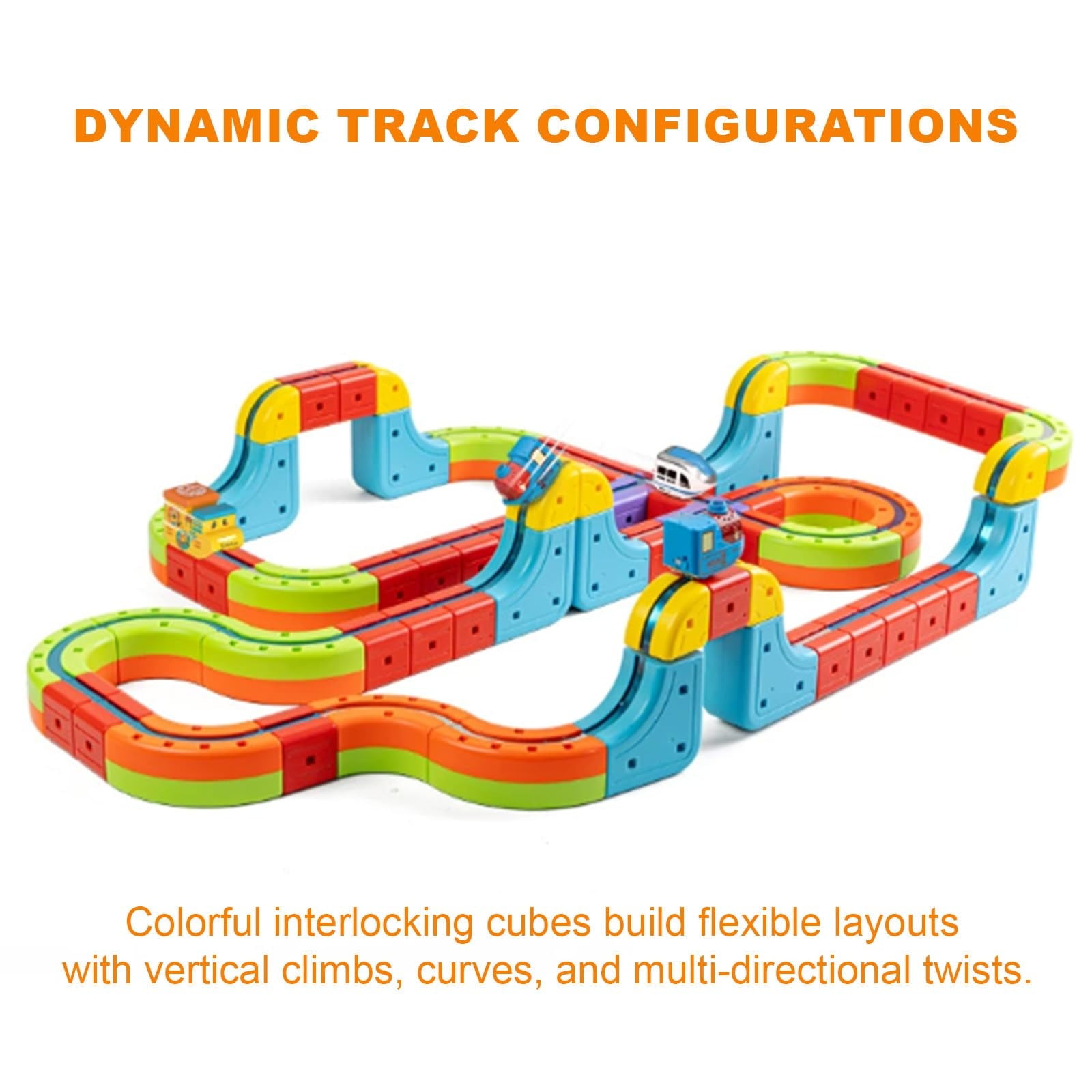 KlickRail Electric Train Set - Electric Magnetic Train Track Building Set - Modular 3D Clip Design with Motorized Car for Gravity Defying Routes and Creative Layouts