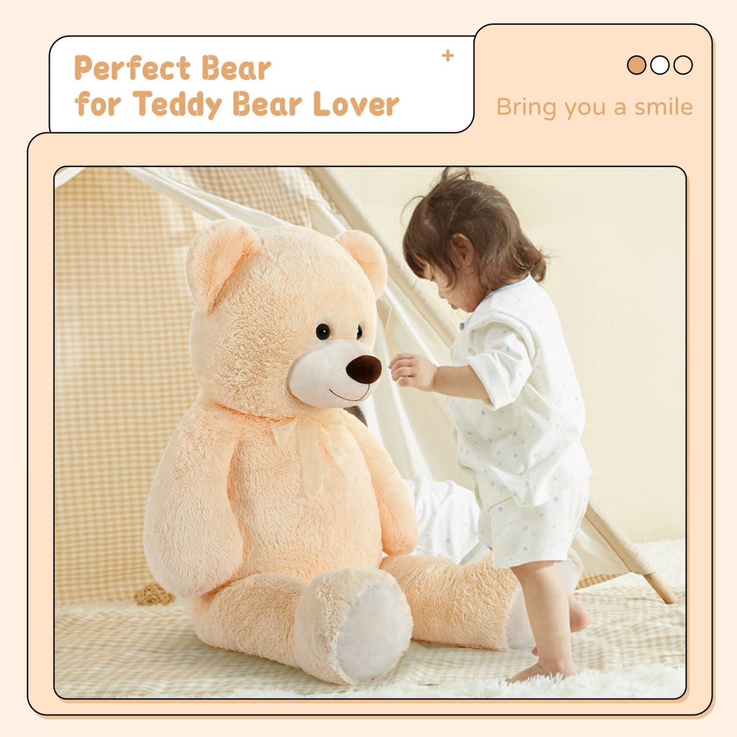 MorisMos Giant Teddy Bear 35.4" Giant Stuffed Animal Big Bear Plush Toy