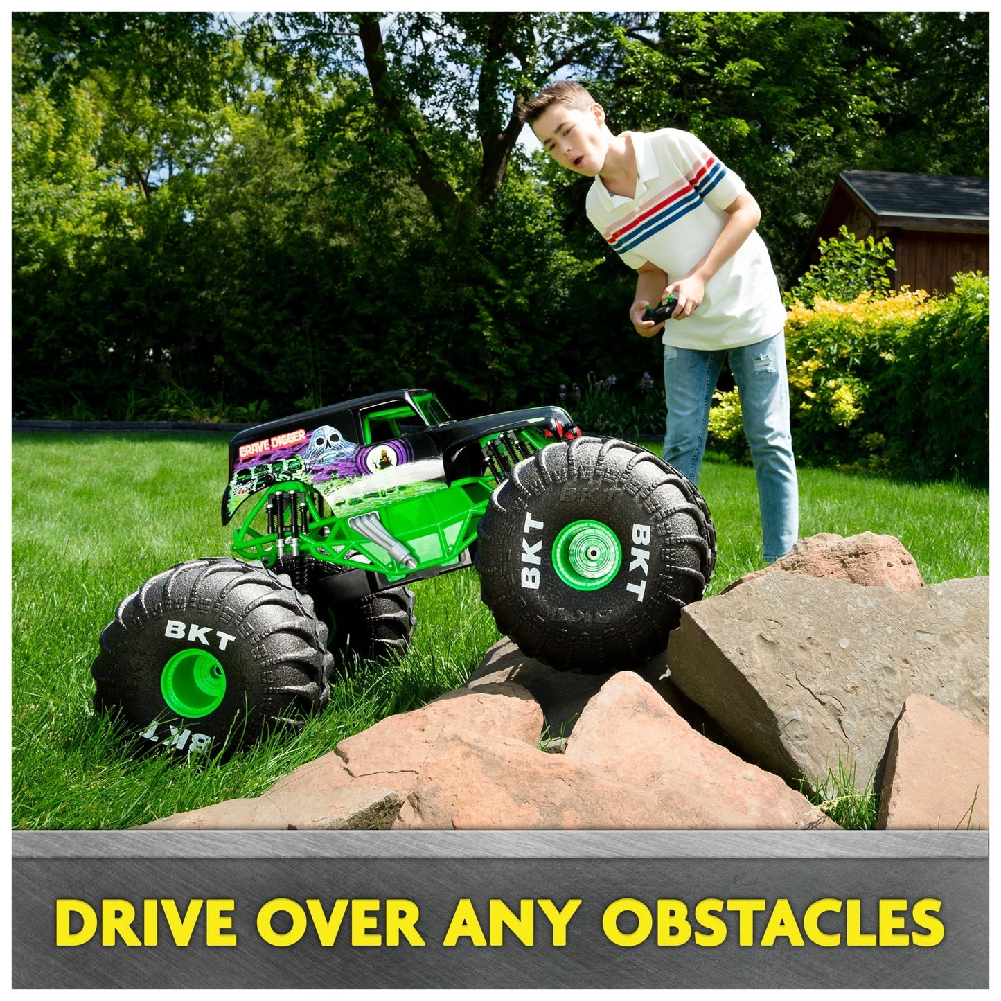 Monster Jam, Mega Grave Digger All-Terrain Remote Control Monster Truck, 1:6 Scale