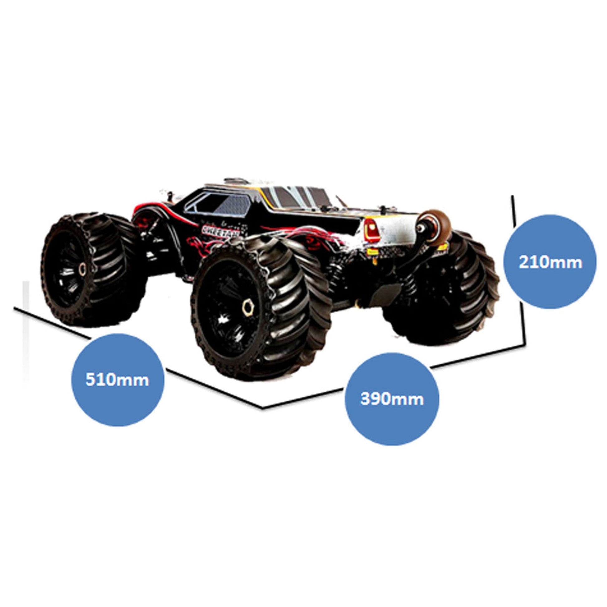JLBRACINGRC Super Fast 1/10 Scale Cheetah RC Car, 80 KM/H 4WD 2.4GHZ RC Truck 4x4 Off Road RTR Monster Truck IPX7 Waterproof RTR Brushless Electric Remote Control Truck for Adults