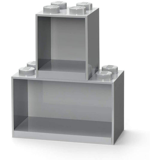 LEGO Storage 41171740 Brick Shelf Set, with 4-Stud and 8-Stud Box Shelves, Medium Stone Grey