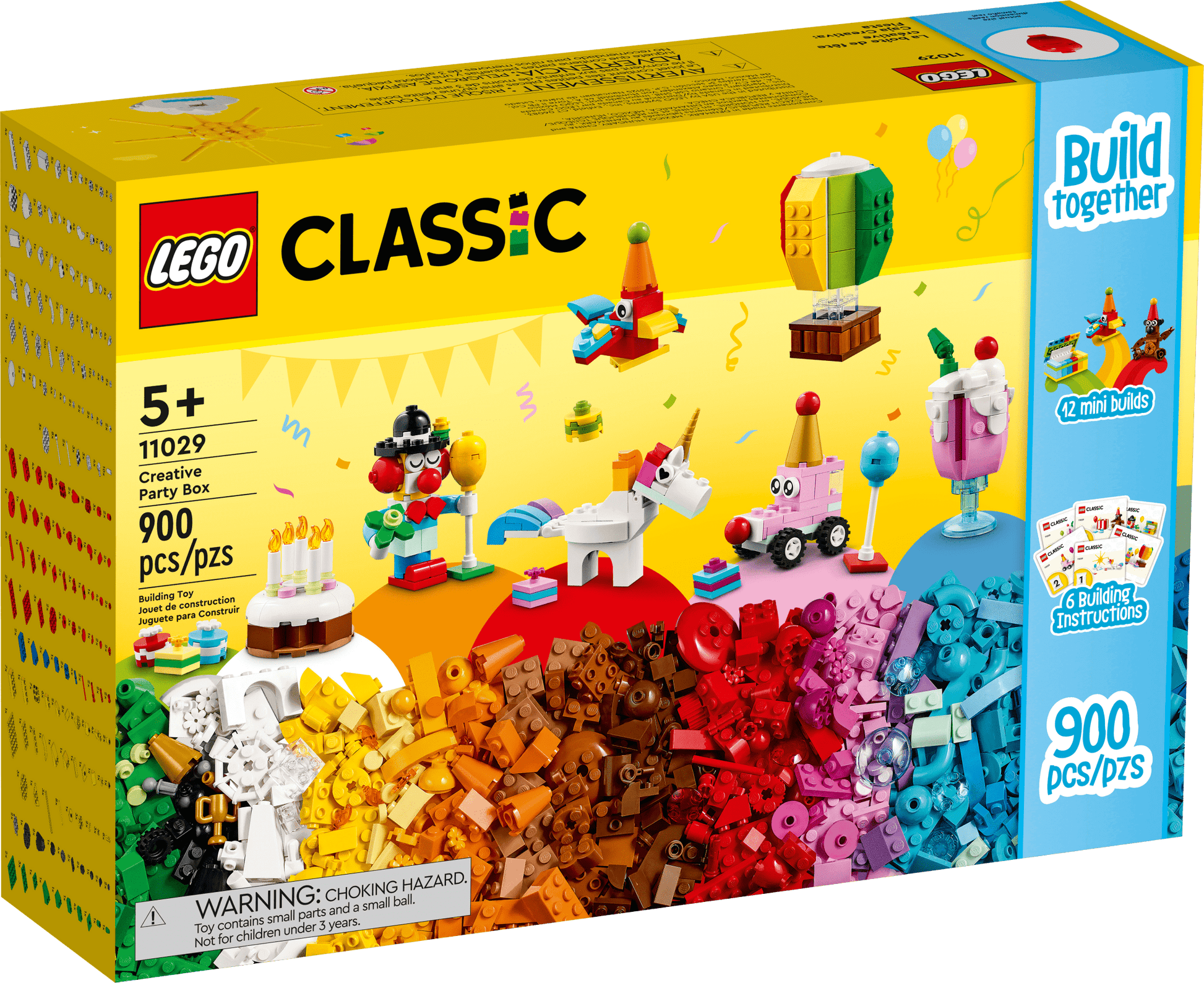 LEGO Classic Creative Party Box Bricks Set 11029, Family Games to Play Together, Includes 12 Mini-Build Toys: Teddy Bear, Clown, Unicorn, Fun for All ages 5 Plus