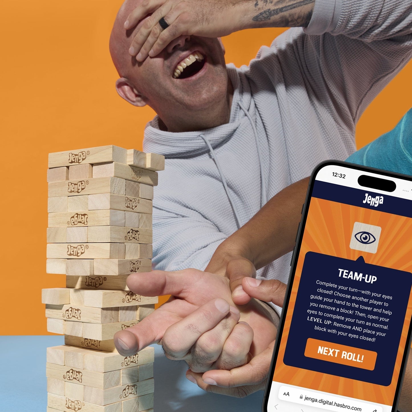 Official Hasbro Games Jenga Game with Digital Die, Wood Block Party Game, Family Games, Holiday Gifts for Kids, 6 and Up
