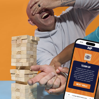 Official Hasbro Games Jenga Game with Digital Die, Wood Block Party Game, Family Games, Holiday Gifts for Kids, 6 and Up