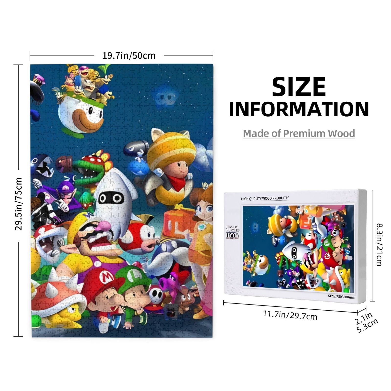 Lsque Mario Pattern Wooden Picture Puzzle ,1000 Piece Jigsaw Puzzle ,Family Fun Puzzle, Home Décor Puzzle, Gift Puzzle(Vertical style)